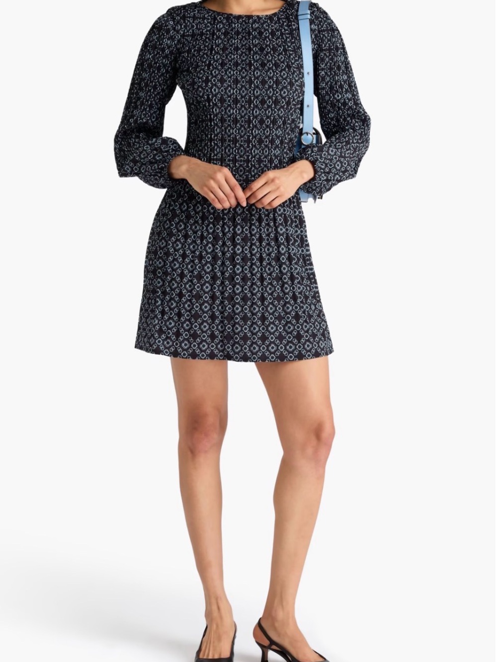 Maje Imprimé Clover Noir Long Sleeve Fit & Flare Mini Dress Size 36 US 4 NWT